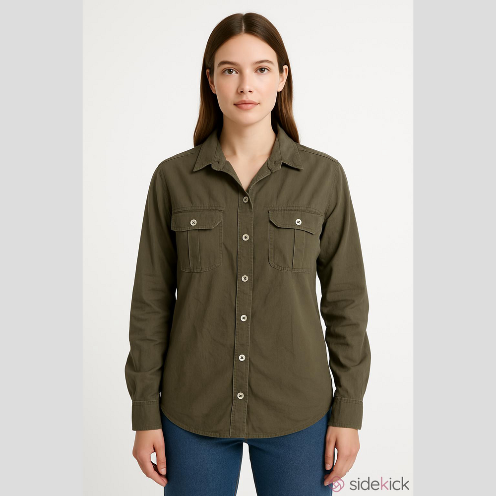 ✨ Topshop Dark Green Button Down Long Sleeve